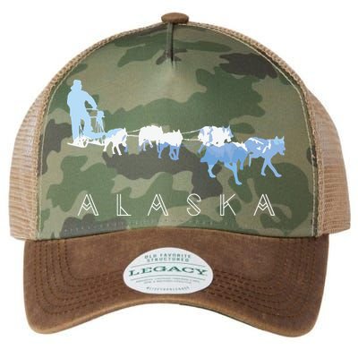 Alaska Sled Dogs Mushing Sled Dog Team Snow Mountain Scene Legacy Tie Dye Trucker Hat
