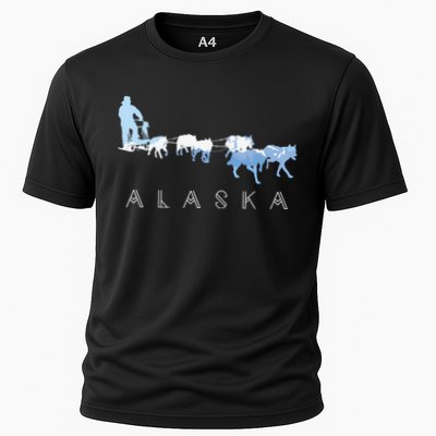 Alaska Sled Dogs Mushing Sled Dog Team Snow Mountain Scene Performance Shirt