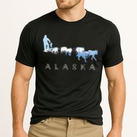 Alaska Sled Dogs Mushing Sled Dog Team Snow Mountain Scene Cooling Performance Crew T-Shirt