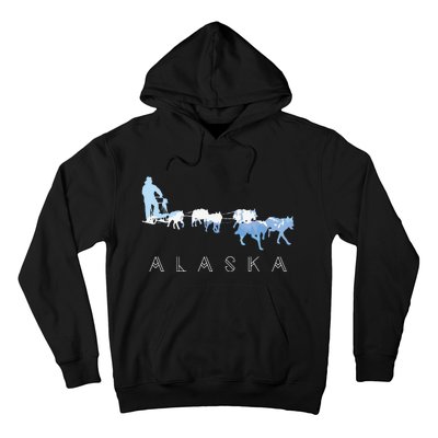 Alaska Sled Dogs Mushing Sled Dog Team Snow Mountain Scene Hoodie