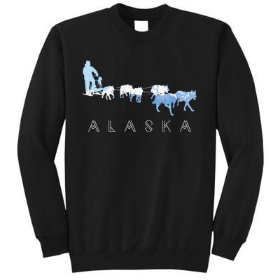 Alaska Sled Dogs Mushing Sled Dog Team Snow Mountain Scene Sweatshirt