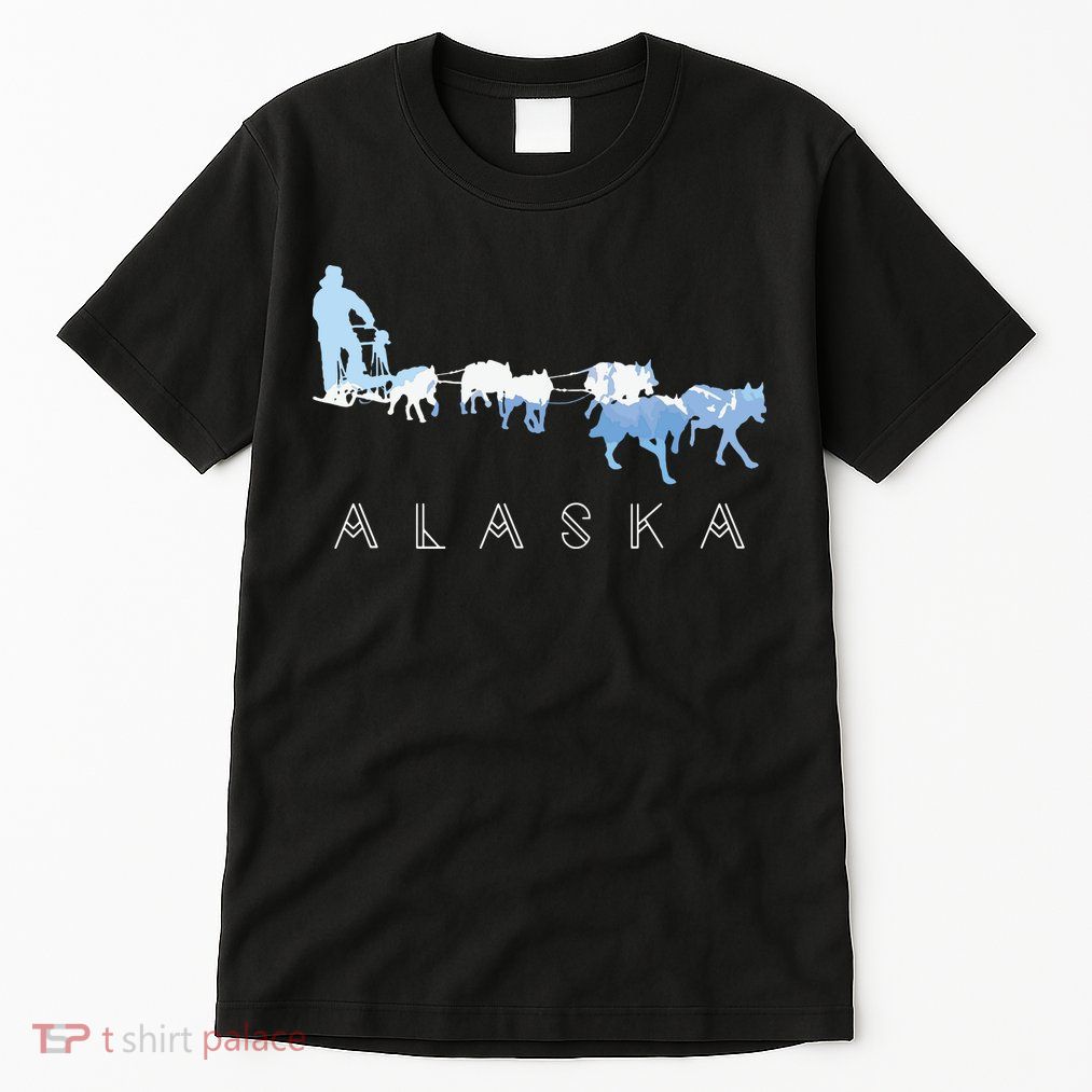 Alaska Sled Dogs Mushing Sled Dog Team Snow Mountain Scene Tall T-Shirt