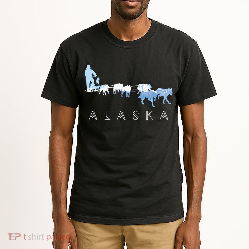 Alaska Sled Dogs Mushing Sled Dog Team Snow Mountain Scene Tall T-Shirt