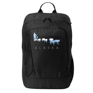 Alaska Sled Dogs Mushing Sled Dog Team Snow Mountain Scene City Backpack