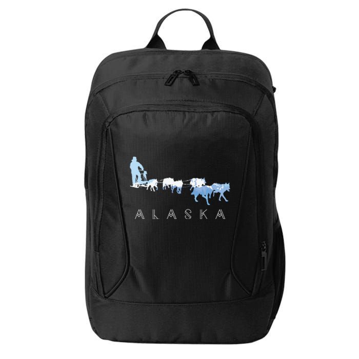 Alaska Sled Dogs Mushing Sled Dog Team Snow Mountain Scene City Backpack