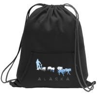 Alaska Sled Dogs Mushing Sled Dog Team Snow Mountain Scene Sweatshirt Cinch Pack Bag