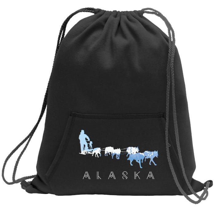 Alaska Sled Dogs Mushing Sled Dog Team Snow Mountain Scene Sweatshirt Cinch Pack Bag