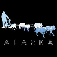 Alaska Sled Dogs Mushing Sled Dog Team Snow Mountain Scene Button