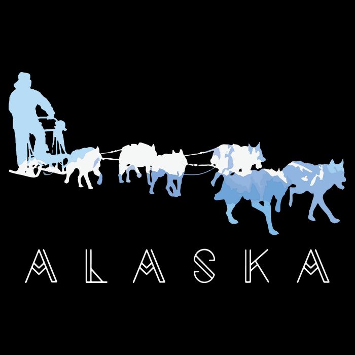 Alaska Sled Dogs Mushing Sled Dog Team Snow Mountain Scene Button