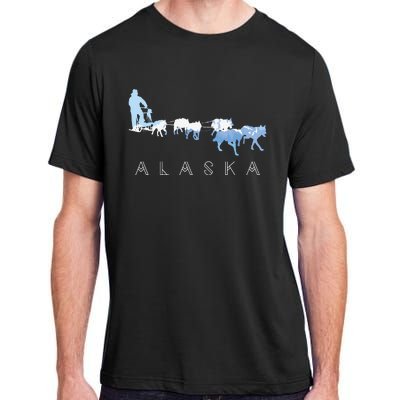 Alaska Sled Dogs Mushing Sled Dog Team Snow Mountain Scene Adult ChromaSoft Performance T-Shirt