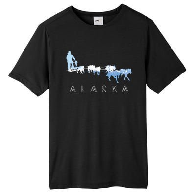 Alaska Sled Dogs Mushing Sled Dog Team Snow Mountain Scene Tall Fusion ChromaSoft Performance T-Shirt