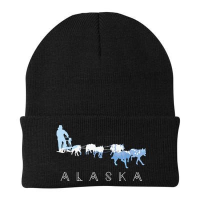 Alaska Sled Dogs Mushing Sled Dog Team Snow Mountain Scene Beanie