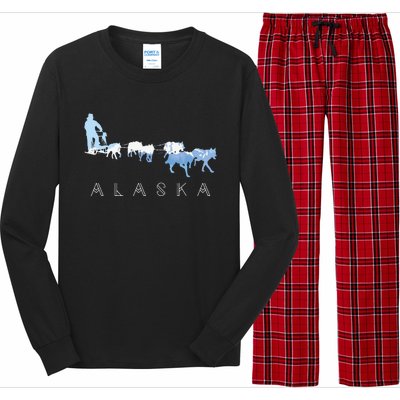 Alaska Sled Dogs Mushing Sled Dog Team Snow Mountain Scene Long Sleeve Pajama Set