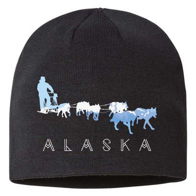 Alaska Sled Dogs Mushing Sled Dog Team Snow Mountain Scene Sustainable Beanie
