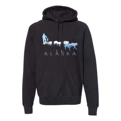 Alaska Sled Dogs Mushing Sled Dog Team Snow Mountain Scene Premium Hoodie