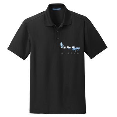 Alaska Sled Dogs Mushing Sled Dog Team Snow Mountain Scene Dry Zone Grid Polo