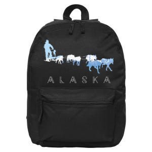 Alaska Sled Dogs Mushing Sled Dog Team Snow Mountain Scene 16 in Basic Backpack