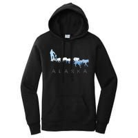 Alaska Sled Dogs Mushing Sled Dog Team Snow Mountain Scene Women's Pullover Hoodie