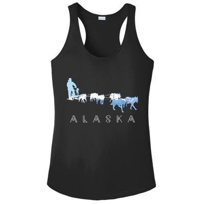 Alaska Sled Dogs Mushing Sled Dog Team Snow Mountain Scene Ladies PosiCharge Competitor Racerback Tank