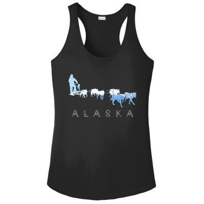 Alaska Sled Dogs Mushing Sled Dog Team Snow Mountain Scene Ladies PosiCharge Competitor Racerback Tank