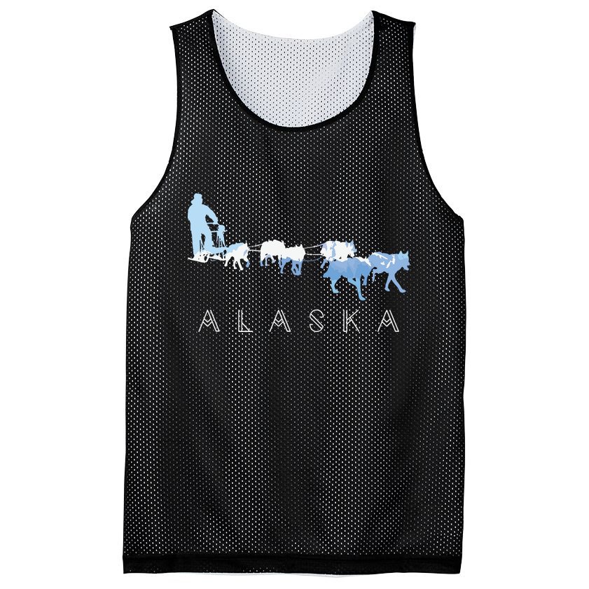 Alaska Sled Dogs Mushing Sled Dog Team Snow Mountain Scene Mesh Reversible Basketball Jersey Tank