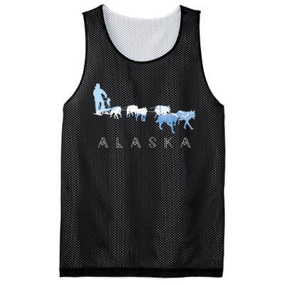 Alaska Sled Dogs Mushing Sled Dog Team Snow Mountain Scene Mesh Reversible Basketball Jersey Tank