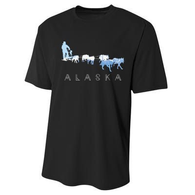 Alaska Sled Dogs Mushing Sled Dog Team Snow Mountain Scene Performance Sprint T-Shirt