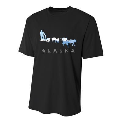 Alaska Sled Dogs Mushing Sled Dog Team Snow Mountain Scene Youth Performance Sprint T-Shirt