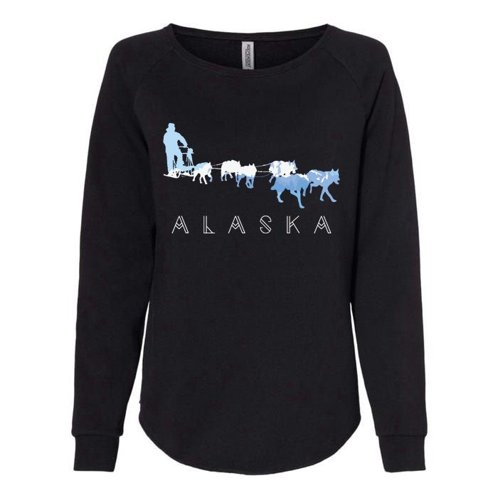 Alaska Sled Dogs Mushing Sled Dog Team Snow Mountain Scene Womens California Wash Sweatshirt