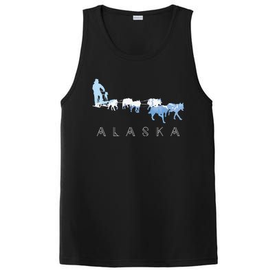 Alaska Sled Dogs Mushing Sled Dog Team Snow Mountain Scene PosiCharge Competitor Tank