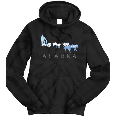 Alaska Sled Dogs Mushing Sled Dog Team Snow Mountain Scene Tie Dye Hoodie