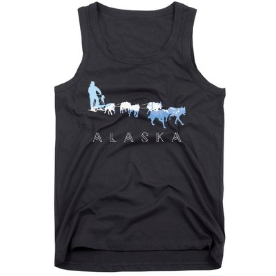 Alaska Sled Dogs Mushing Sled Dog Team Snow Mountain Scene Tank Top