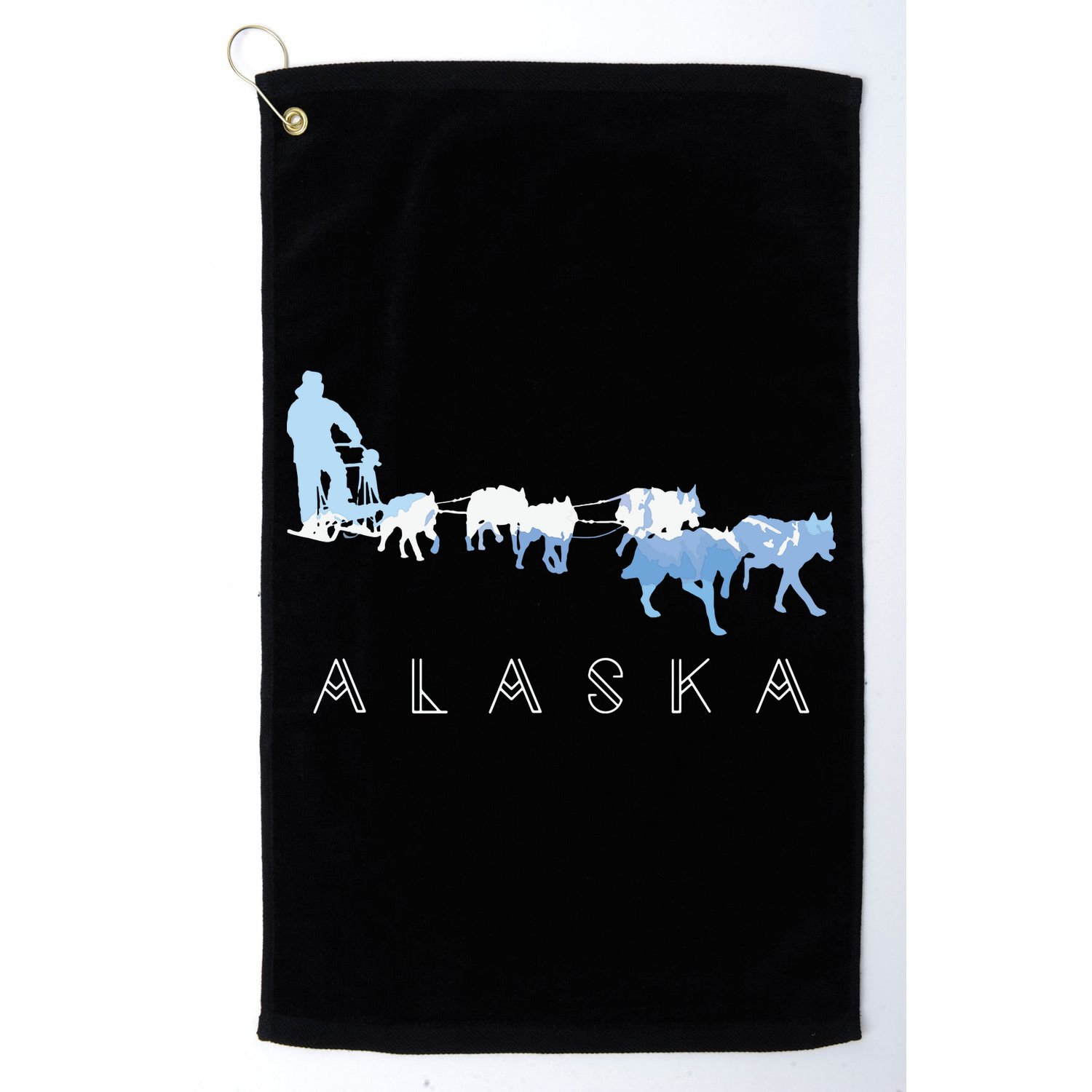 Alaska Sled Dogs Mushing Sled Dog Team Snow Mountain Scene Golf Towel
