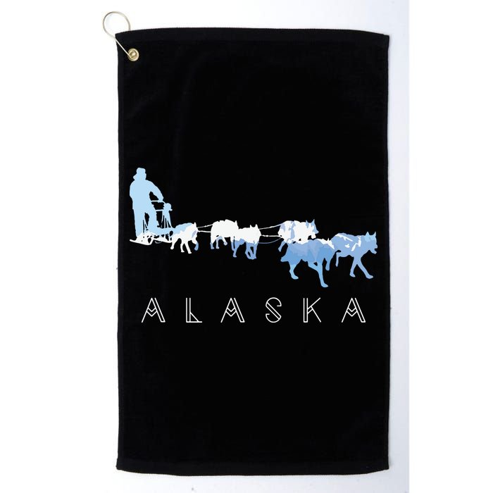 Alaska Sled Dogs Mushing Sled Dog Team Snow Mountain Scene Golf Towel