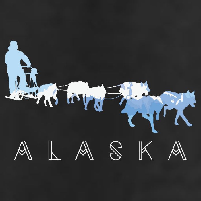 Alaska Sled Dogs Mushing Sled Dog Team Snow Mountain Scene Golf Towel