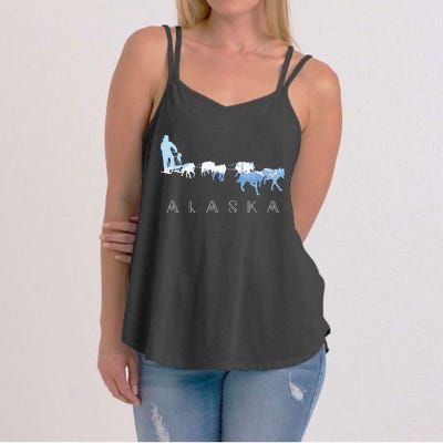 Alaska Sled Dogs Mushing Sled Dog Team Snow Mountain Scene Women's Strappy Tank