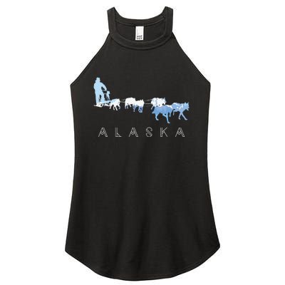 Alaska Sled Dogs Mushing Sled Dog Team Snow Mountain Scene Women's Perfect Tri Rocker Tank