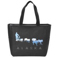 Alaska Sled Dogs Mushing Sled Dog Team Snow Mountain Scene Zip Tote Bag