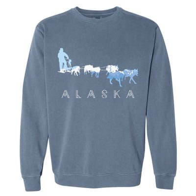 Alaska Sled Dogs Mushing Sled Dog Team Snow Mountain Scene Garment-Dyed Sweatshirt