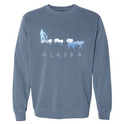 Alaska Sled Dogs Mushing Sled Dog Team Snow Mountain Scene Garment-Dyed Sweatshirt