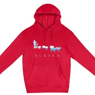 Alaska Sled Dogs Mushing Sled Dog Team Snow Mountain Scene Premium Pullover Hoodie