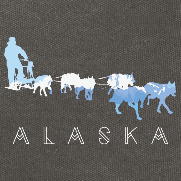 Alaska Sled Dogs Mushing Sled Dog Team Snow Mountain Scene Cotton Canvas Backpack