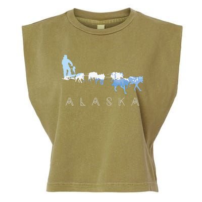 Alaska Sled Dogs Mushing Sled Dog Team Snow Mountain Scene Garment-Dyed Women's Muscle Tee