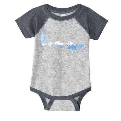 Alaska Sled Dogs Mushing Sled Dog Team Snow Mountain Scene Infant Baby Jersey Bodysuit