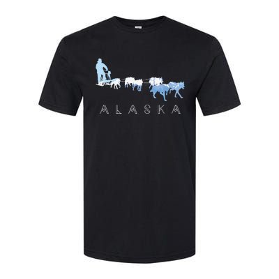 Alaska Sled Dogs Mushing Sled Dog Team Snow Mountain Scene Softstyle CVC T-Shirt