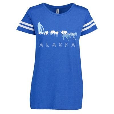 Alaska Sled Dogs Mushing Sled Dog Team Snow Mountain Scene Enza Ladies Jersey Football T-Shirt