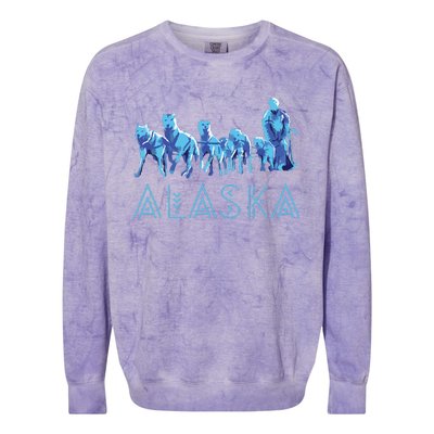 Alaska Sled Dogs Mushing Team Snow Sledding Mountain Scene Colorblast Crewneck Sweatshirt