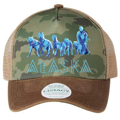 Alaska Sled Dogs Mushing Team Snow Sledding Mountain Scene Legacy Tie Dye Trucker Hat