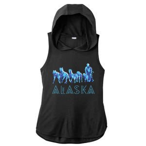 Alaska Sled Dogs Mushing Team Snow Sledding Mountain Scene Ladies PosiCharge Tri-Blend Wicking Draft Hoodie Tank