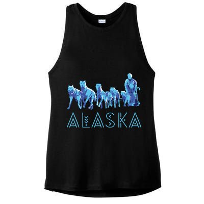 Alaska Sled Dogs Mushing Team Snow Sledding Mountain Scene Ladies PosiCharge Tri-Blend Wicking Tank